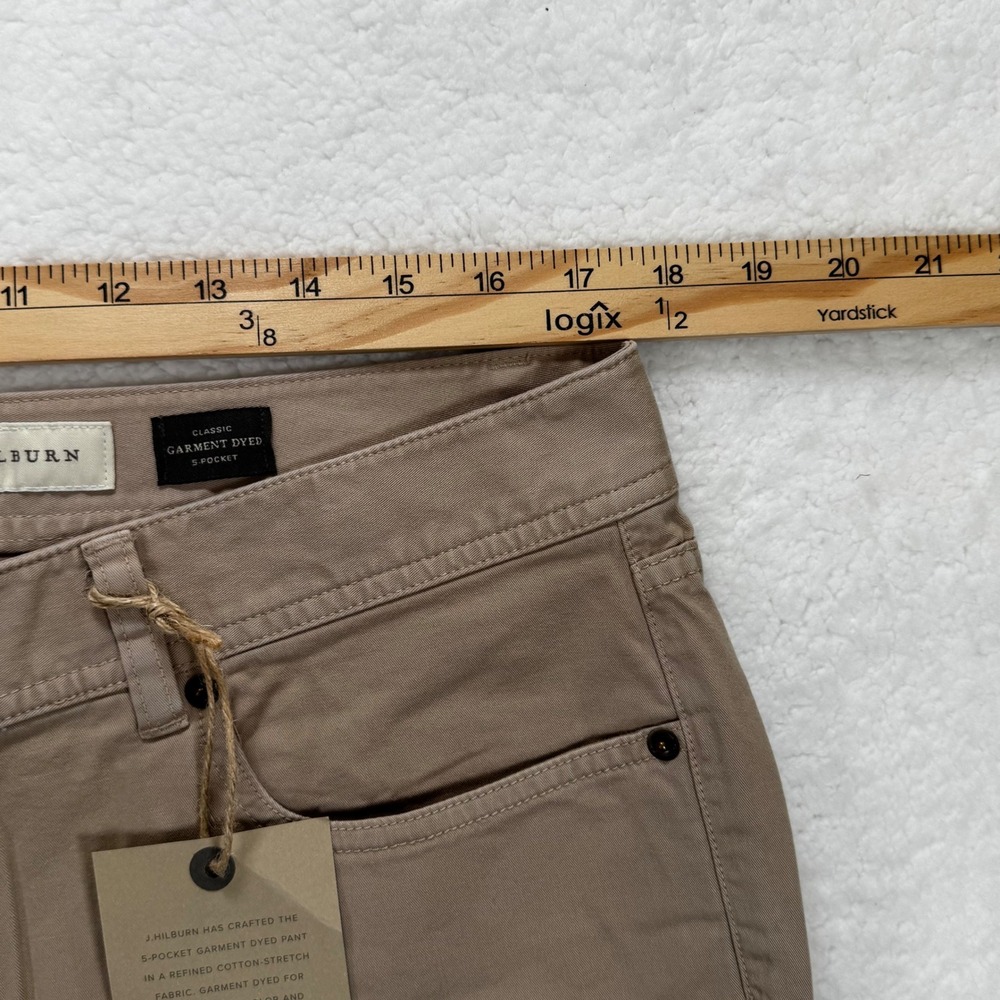 J. Hilburn Mens 5-Pocket Garment Dyed Pants Tan Cotton Stretch Size 37x34 NEW - Picture 2 of 9